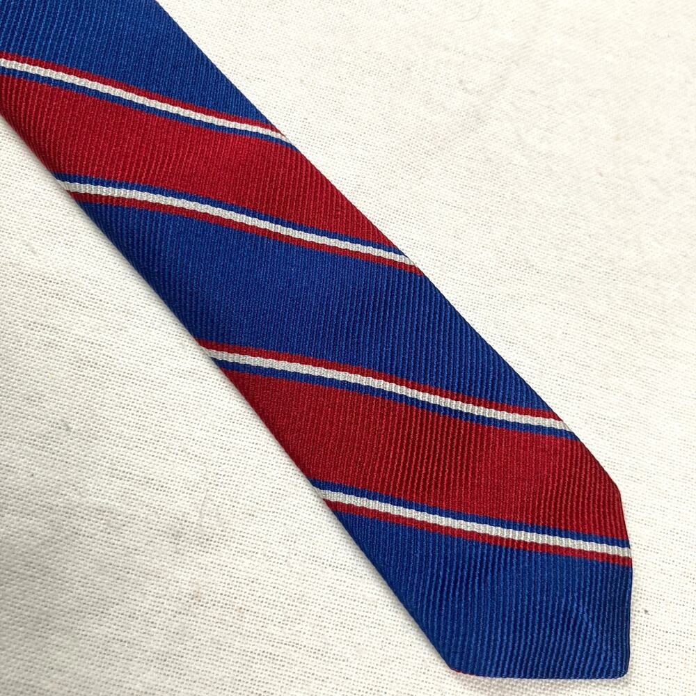 Brooks Brothers 346 Slim Blue & Red Silk Striped Repp Tie Preppy Ivy Gift Office - Picture 5 of 5